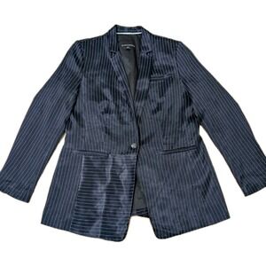 $178 Banana Republic Pinstripe Satin Blazer Jacker in Navy Blue Size 12 Office